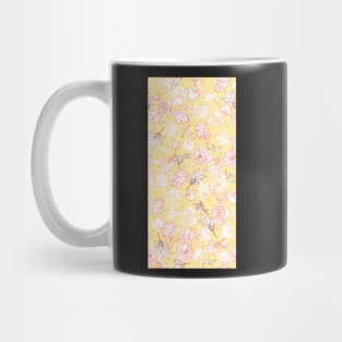 yellow and red peony lineart Mug